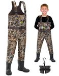 TIDEWE Chest Waders for Toddler & Children, Neoprene Waterproof Insulated Hunting & Fishing Youth Waders for Boy and Girl, Cleated Bootfoot Kids Wader, Next Camo Evos (Size 10)