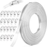 OURU 50FT Hose Clamps,304 Stainless Steel Hose Clamp Assortment Kit DIY Metal Strapping with Holes+20 Fasteners,Adjustable Worm Gear Large Hose Clamps Metal Band Screw Clamp Straps for Pipe,Duct,Tube