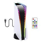 FASTSNAIL LED Light Strip for PS5 Console / PS5 Slim, 358 DIY Modes 7 RGB Colors for PS5 Led Light, RGB Led Strip Light Kit Decal Decoration Accessories for PlayStation 5 Console with Remote Control