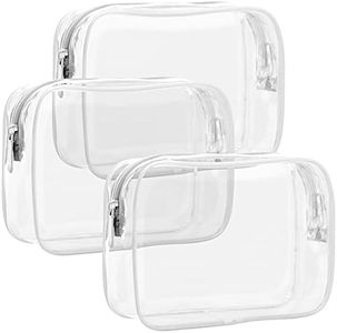 F-color TSA Approved Toiletry Bag - 3 Pack Clear Toiletry Bags Clear Makeup Cosmetic Bags for Women Men, Quart Size Travel Bag, Carry on Airport Airline Compliant Bag, White(for age 12 or above)