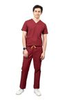 VastraMedwear Men's Scrub Suit for Doctors l Comfortable Breathable 6 Pockets Medical Scrub Suit| Ideal for Doctors Nurses Dentists & Healthcare Professionals | Maroon | M