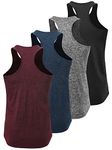 ROSYLINE Workout Tank Tops for Men Dry Fit Y-Back Muscle Tank Top Sleeveless Shirts-4 Pack Bl/Gr/Dark Blue/Wine Red L