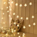 Gesto Serial String Lights for Decoration- 14 LED Crystal Star Fairy Lights Indoor Outdoor for Home Decoration,Christmas Tree Decoration, Diwali Decoration,Mandir Decoration,Birthday Party(Warm White)