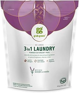 Grab Green 3-in-1 Laundry Detergent Pods, 60 Count, Lavender Vanilla Scent, Plant and Mineral Based, Superior Cleaning Power, Stain Remover, Brightens Clothes