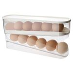 OKVGO Egg Holder for Refrigerator, Automatically Rolling 2 Tier Egg Dispenser Storage Tray Container Rack for Kitchen Fridge Countertop