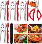 14-piece Seafood Tools Set includes 4 Crab Crackers, 4 Lobster Shell knife, 4 Crab Leg Forks, Seafood Scissors & Storage Bag - Nut Cracker Set