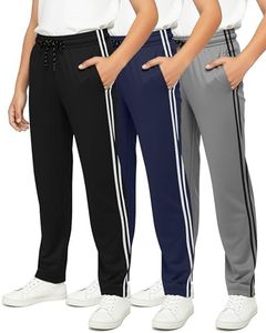 3 Pack: Boys Active Mesh Sweatpants Track Pant Basketball Athletic Fashion Teen Pants Soccer Casual Girls Lounge Open Bottom Running Boy Track Kids Pockets Gym Activewear Training -Set 5,M(10-12)