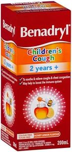 Benadryl Children's Cough Liquid Honey Lemon Flavour 200mL|Soothes & relieves coughs & chest congestion|May help to boost the immune system.