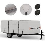 Tuszom 900D Oxford Ripstop Anti-Scratch Pop Up Camper Tent Trailer Cover 100% Waterproof Anti-UV Folding Camping Trailer RV Cover 8'-10' with 7 PCS Reinforced Windproof Straps for Motorhome