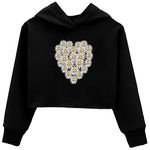 G-Amber Kids Crop Tops Girls Hoodies Cute Letters Long Sleeve Fashion Sweatshirts Black Love Daisy