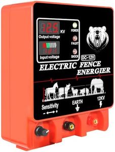 9J Electric Fence Charger Energizer, 9 Joules 400 Acres, AC DC 2 in 1 Powered Supply, Input 12V Output 12KV, with Display Alarm and Remote, Deter Predators, Contain Cattle Cow and Livestock