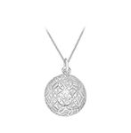 Tuscany Silver Women's Sterling Silver 14.5 x 21.5 mm Filigree Ball Pendant on Sterling Silver 1.1 mm Curb Chain Necklace of Length 46 cm/18 Inch