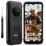 Blackview Rugged Phone Android 16, 10000mAh Battery 12GB+128GB/2TB Expand Gemini AI 6.56 Inch 90Hz 4G T-Mobile Dual SIM IP69K Waterproof Rugged Smartphone Unlocked Fingerprint/NFC/OTG/GPS