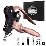 OPUX Wine Bottle Opener Corkscrew Set | Lever Wine Opener Accessories Kit with Aerator, Foil Cutter, Stopper, Pourer, Drip Ring | Wine Bottle Opener Tools Gift Box for Housewarming, Wedding (Bronze)