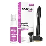 Sotrue Derma Stamp with Sanitizer for Hair Growth | Titanium Coated Adjustable Needles 0.25mm to 3mm | 140 Microneedling Stamp for Skin Repair, Face, Hair & Beard Growth | Reduces Acne Scars | Safe & Effective To Use