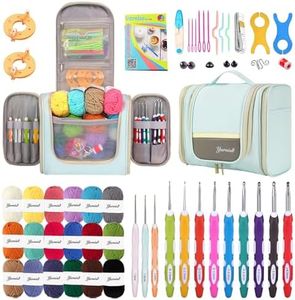 Yarniss Crochet Kits with Bag, Beginner Crochet Kits Includes 18 Yarn Skeins & 12 Ergonomic Crochet Hooks
