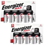 D Batteries, Energizer Max D Battery 8 Pack - Super Alkaline Size D batteries LR20 MN1300 Battery 1.5v For any devices | toys | fairy lights | household remotes applications | Flashlights | Clocks |