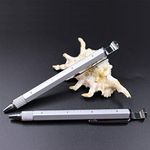 2PCS Pack 7 in 1 Multi-Function Metal Tool Pen with Ruler,Ballpoint Pen,Phone Holder,Stylus,2 Screw Driver and Opener, Multifunction Tool Pen Fit for Mens Gift (Silver)