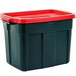 Rubbermaid Roughneck Holiday Storage Totes 18 Gal - 6 Pack, Perfect Organization Bins for Holiday Décor, Durable, Reusable, Set of Large Plastic Storage Bins Green/Red Lids