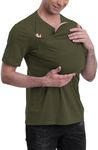 Kangaroo Shirt for Dad and Baby V Neck Short Sleeve Kangaroo T Shirt Mens Kangaroo Shirt Dad Kangaroo Shirt with Hat (Green,L)