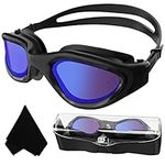 Polarized Swimming Goggles,Swim Goggles Anti Fog UV Protection No Leakage Clear Vision Easy to Adjust for Men Women Adults Teenagers (All Black/Blue Polarized Mirrored Lens)