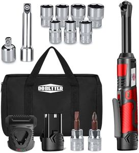 Dobetter Electric Ratchet Wrench 3/8 Cordless Ratchet Wrench Set, Extended 55 N·m Battery Powered Ratchet Tool with 7 Sockets, 2 Screwdrivers, 1 Extender, 1/4" Adapter and Bag-DBCRWI2L