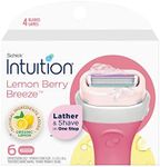 Schick Intuition Refill, Lemon Berry Breeze Razors for Women | Intuition Razor Blades Refill with Organic Lemon, 6 Count Razor Refills