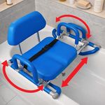 HydroSlide Sliding Shower Chair for Bathtub, Elderly Assistance Products, Transfer Chair Assist for Seniors, Disabled Products for Adults, Bathroom Aid, Padded Swivel Seat, Back, & Handles, Adjustable (Blue)