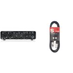 Behringer UMC204HD Audiophile 2x4, 24-Bit/192 kHz USB Audio/MIDI Interface with Midas Mic Preamplifiers & Stagg SMC3 3m XLR to XLR Plug Microphone Cable, Black