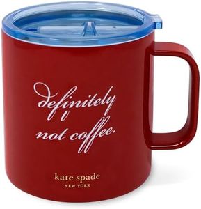 kate spade new york Stainless Steel Insulated Mug with Handle and Lid, 16 Ounce Double Wall Tumbler, Reusable Coffee Travel Mug for Hot and Cold Drinks (Definitely Not Coffee)