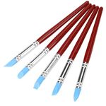 FTVOGUE 5pcs Clay Color Shaping Modeling Wipe Out Tools Rubber Tip Paint Brushes for Clay Sculpture Pottery DIY Shaping Carving Tool