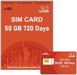 TALKSIM Data SIM Card Works with Verizon, AT&T and T-Mobile (50GB 720Days)