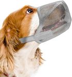 YAHAZORR Dog Muzzle for Small Dogs, Full-Covered Soft Mesh Dog Muzzle with Adjustable Straps, Breathable Drinkable Dog Muzzle Prevent Barking Chewing Licking Eating (Grey-XS)