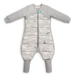 Love To Dream Extra Warm Toddler Sleep Suit, Ideal for room temperatures under 16°C, Super Soft Temp Regulating Sleeping Suit, Warm Wearable Blanket, Grey, Size 6M
