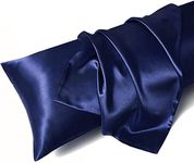 MR&HM Satin Body Pillow Cover, 20x54 inches Body Pillow Case for Adults, Silk Satin Cooling Body Pillow Pillowcase with Envelope Closure (20x54, Navy Blue)