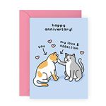 Central 23 Anniversary Cards For Couple - Cat Anniversary Card For Husband Wife Partner - Cat Themed Gifts For Girlfriend - Boyfriend Anniversary Card - Comes with Stickers