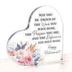 prinfantasy Retirement Gift for Women Men Heart Shaped Acrylic Plaque Retirement Gifts Friendship Gifts for Women Men Happy Retirement Gifts for Teacher Friend Christmas Gifts,GBGY0243