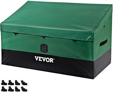 VEVOR Outdoor Storage Box, 100 Gallon Waterproof PE Tarpaulin Deck Box w/Galvanized Frame, All-Weather Protection & Portable, for Camping, Garden, Poolside, and Yard, Black & Green