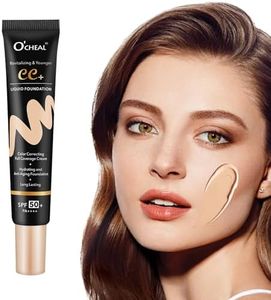 O'CHEAL CC Cream with SPF 50+, Hydrating Color Correcting Cream Full Coverage Lightweight Powder Foundation, Waterproof Long Lasting Pre-makeup Primer Facial Concealer Refine Skin Texture (Natural)