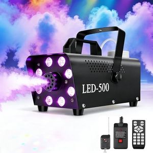13 Colors Portable Fog Machine, Mini Non-Toxic Smoke Machine with 8 LED Lights & 4Effect,3000CFM Fog,3 Wireless Remote Control,500W Auto Spray Fogger for Party Stage Valentine's Day
