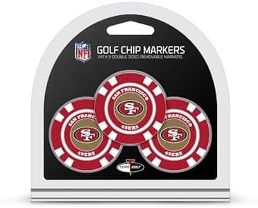 Team Golf NFL San Francisco 49ers 3 Pack Golf Chip Ball Markers, Poker Chip Size with Pop Out Smaller Double-Sided Enamel Markers