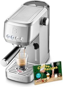 CASABREWS Espresso Machine 20 Bar, Stainless Steel Cappuccino & Latte Machine with Steam Frother for Home, 49oz Water Tank, Silver