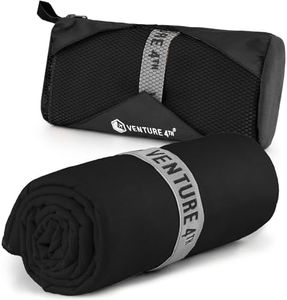 VENTURE 4TH Quick Dry Towel. Microfiber Travel Towel Ideal for Camping, Hiking, Backpacking, Gym. Lightweight & Fast Drying Travel Towels for Body. Compact & Easy to Pack - Black Extra Large