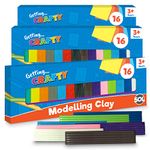 3pk Modelling Clay | 16 Assorted Colours Clay | Safe and Non Toxic Moulding Clay | Modeling Clay for Kids | Non Hardening Block Clay | Soft Clay for DIY Arts and Crafts