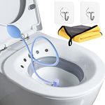 DMSELL Sitz Bath for Toilet,Seat Sitz Bath Basin for,Pregnant Women,Postpartum Care,Fits Universal Toilets and Commode Chair (Foldable with Flusher),with 2 Hanging Hooks and 1 Towel.