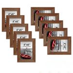 Art Street Set of 10 Individual Wall Photo Frame Brown 4x6 Inches, Picture Frames for Home and Office decoration.