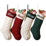 Personalised Christmas Stockings Custom Name Family Christmas Stockings 18” Large Knit Knitted Xmas Stocking for Kids, Rustic Farmhouse Fireplace Hanging Ornament Christmas Holiday Party Decoration