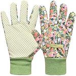 Hanzapor Gardening Gloves for Women 2 Pairs, Ladies Gardening Gloves Comfortable Breathable Non-Slip Flexible,Garden working Gloves with Soft PVC Dots (Small/Medium,Green)