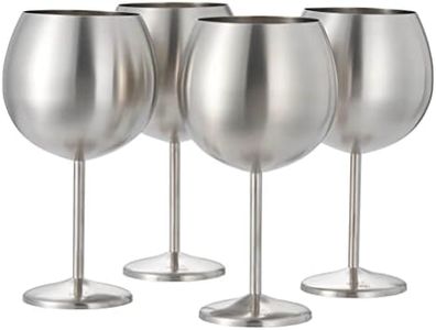 OS Oak & Steel ENGLAND - 4 Grandi Bicchieri da Gin a Palloncino in Acciaio Inossidabile, Bicchieri da Cocktail (XL 700 ml) - Argento Opaco - Robusti e Infrangibili - Set Regalo per Compleanni e Natale