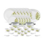 La Opala Diva, Ivory Collection, Opal Glass Dinner Set 35 pcs, Autumn Shadow, White,Standard